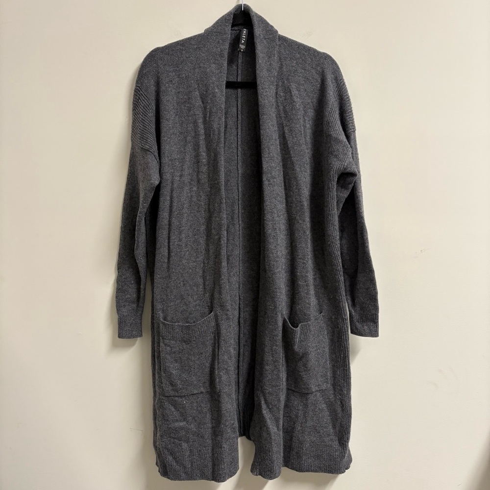 Athleta Spirit Cashmere Wool Cardigan Open Front Long Line in Gray Womens S - Picture 3 of 8